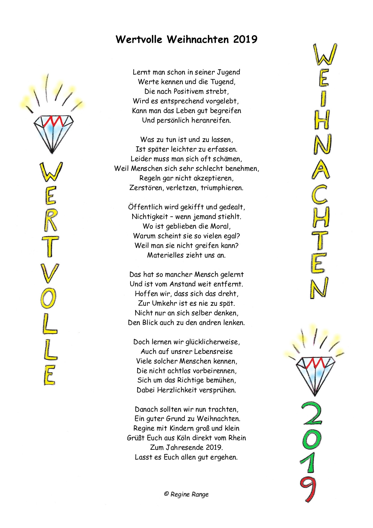 Weihnachtsgedicht Wertvolle Weihnachten aus dem Jahr 2019.